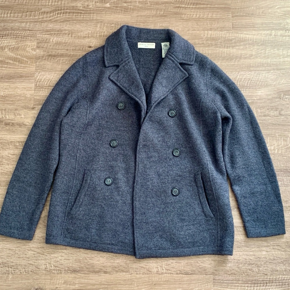 Lord and Taylor wool double breasted knit jacket